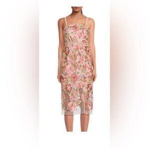 Sam Edelman Floral Embroidered Dress - Pink and Red